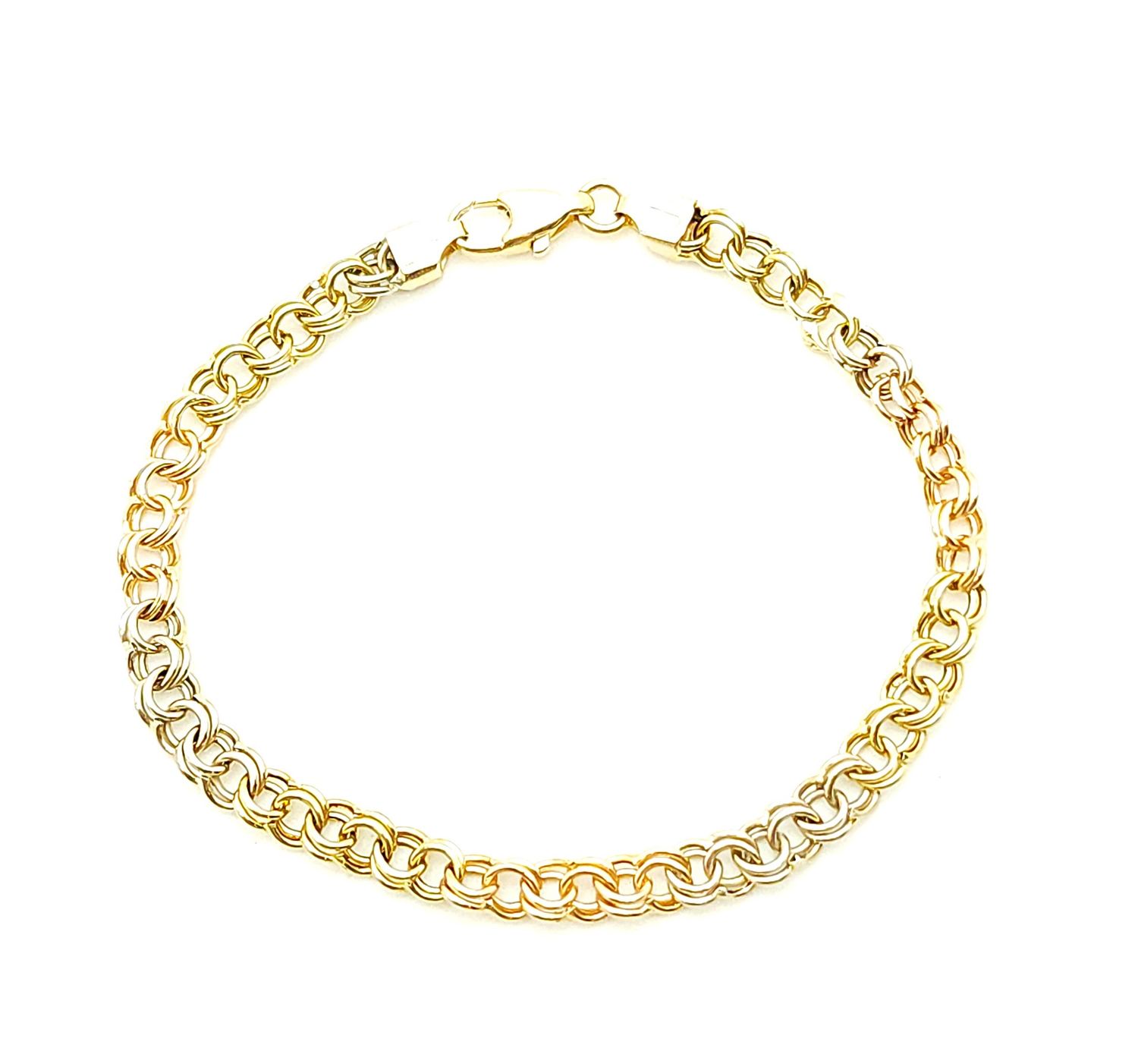 14k Tri-Colored Gold Bracelet Size: 7&quot;