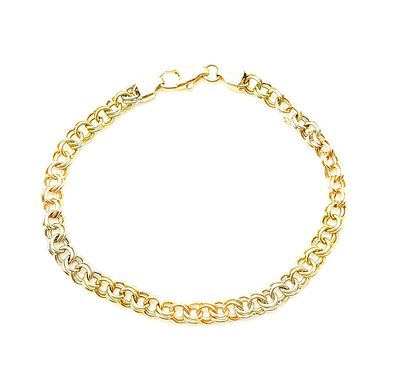 14k Tri-Colored Gold Bracelet Size: 7&quot;