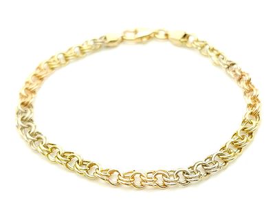 14k Tri-Colored Gold Bracelet Size: 7"
