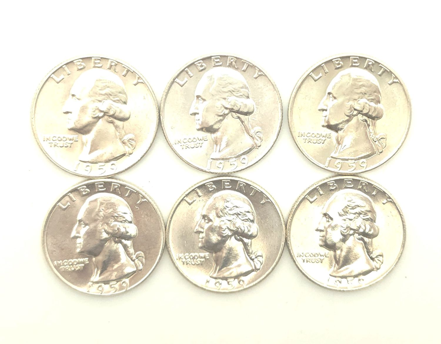 1959 Washington Quarter Lot of 6 Coins