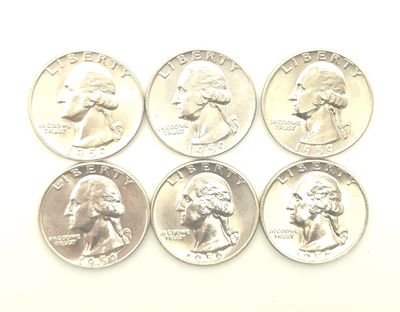 1959 Washington Quarter Lot of 6 Coins