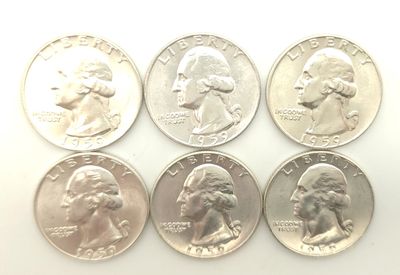 1959 Washington Quarter Lot of 6 Coins