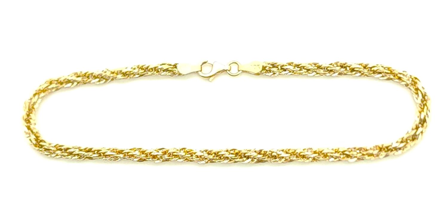 10k Hollow Rope Bracelet  Size: 8&quot;