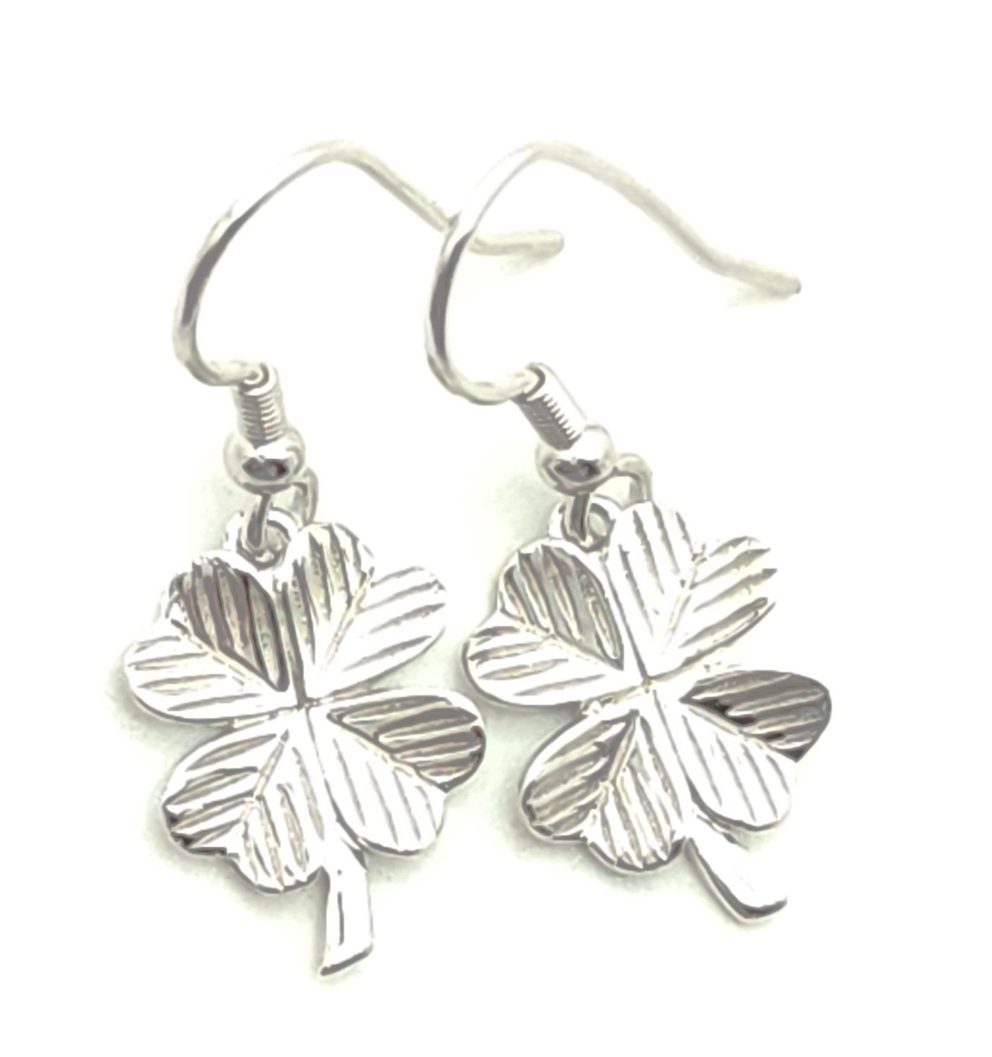 Sterling Silver 4 Leaf Clover Dangle Earrings