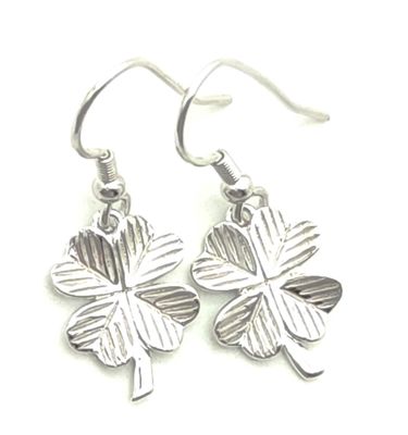 Sterling Silver 4 Leaf Clover Dangle Earrings