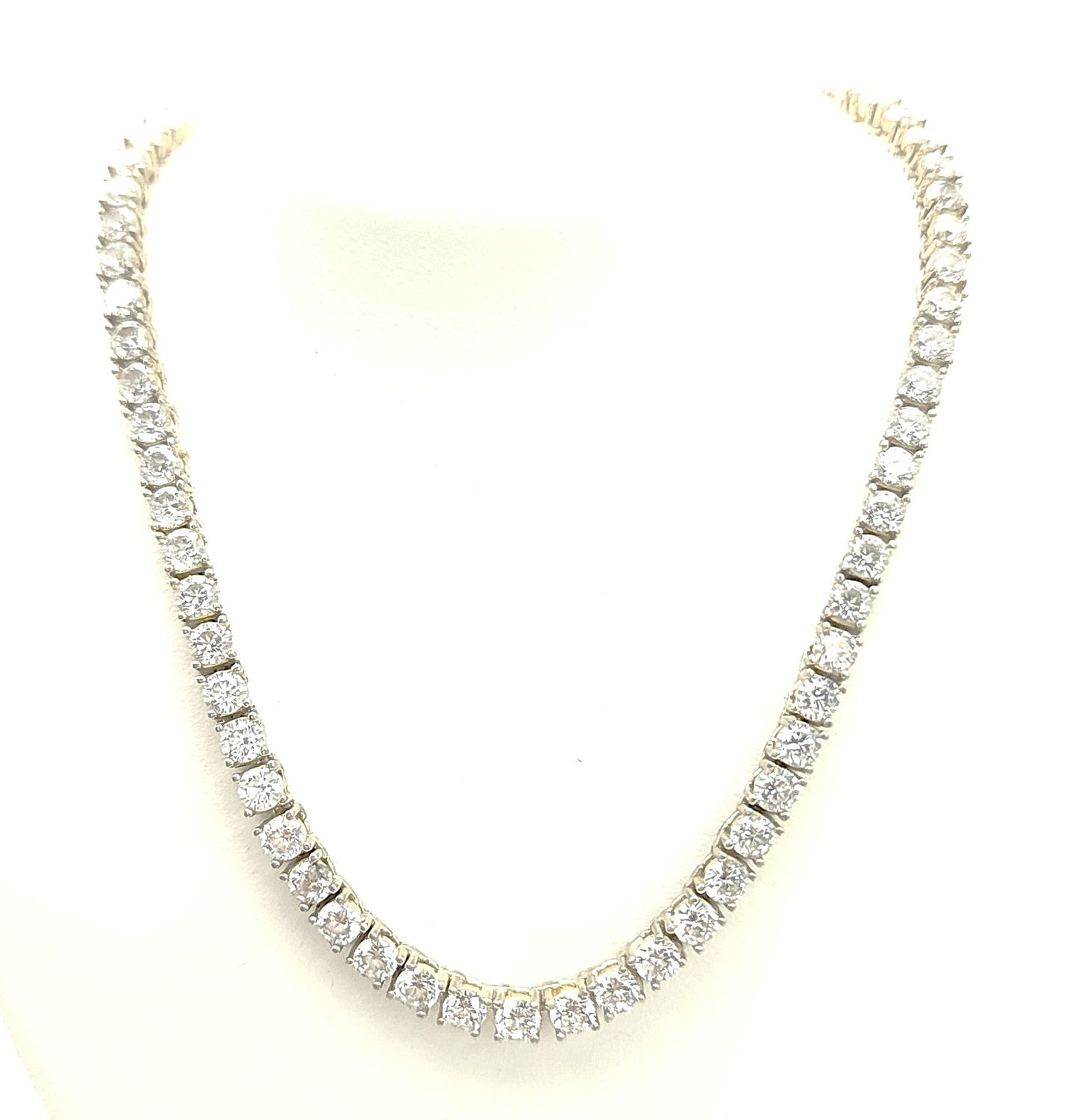 Sterling Silver &amp; CZ Necklace Size: 20.5&quot;