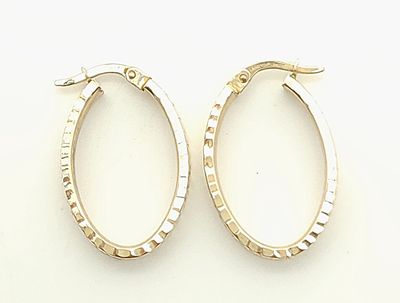 10k Textured Oval Hoop Earrings
