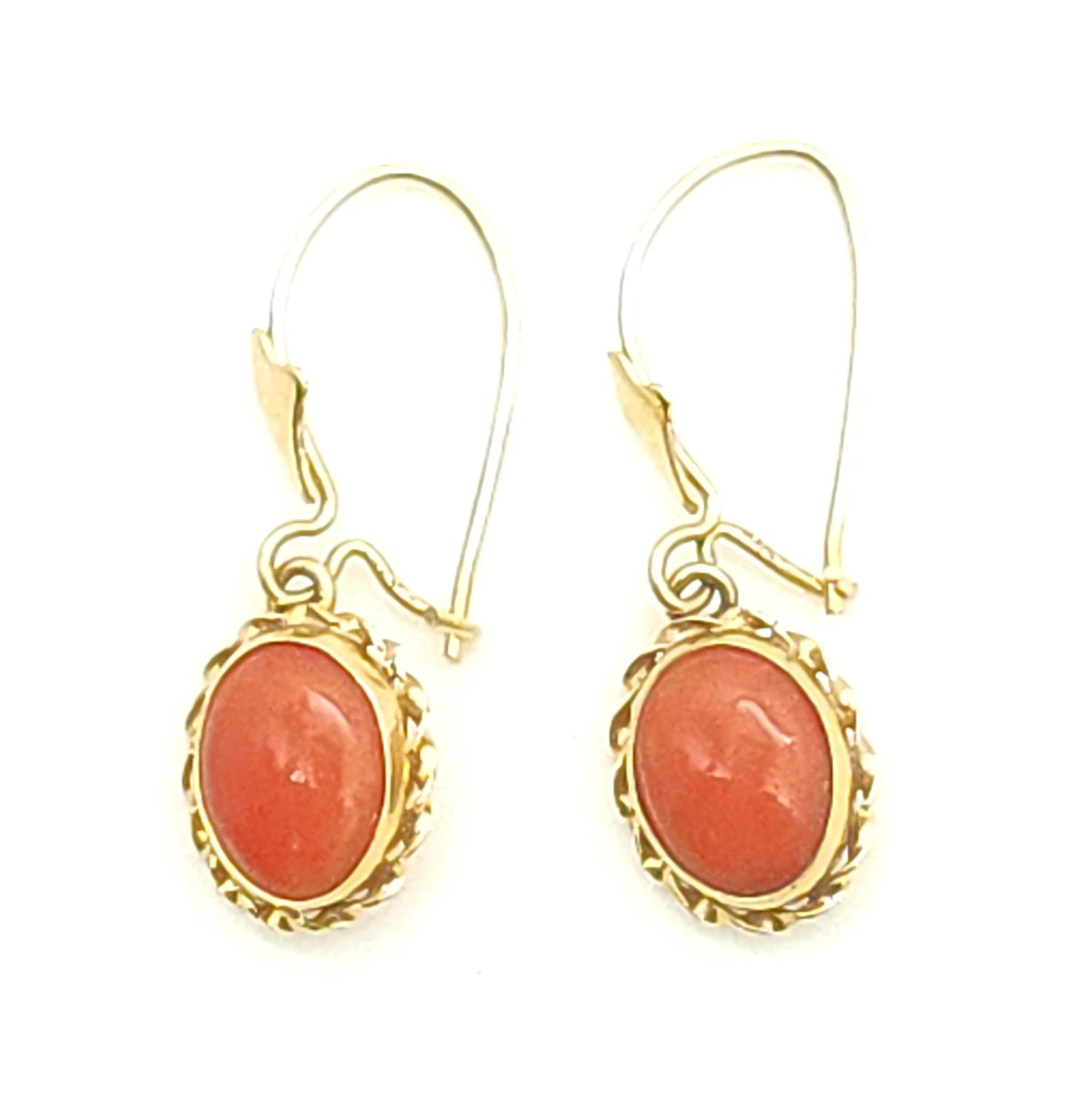 14k Coral Dangle Earrings
