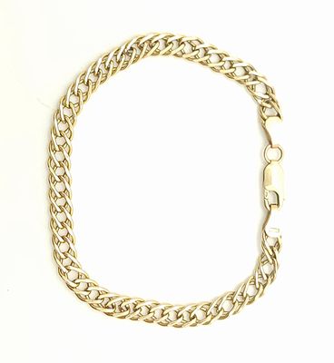 14k Gold Double Curb Bracelet Size: 7.25"