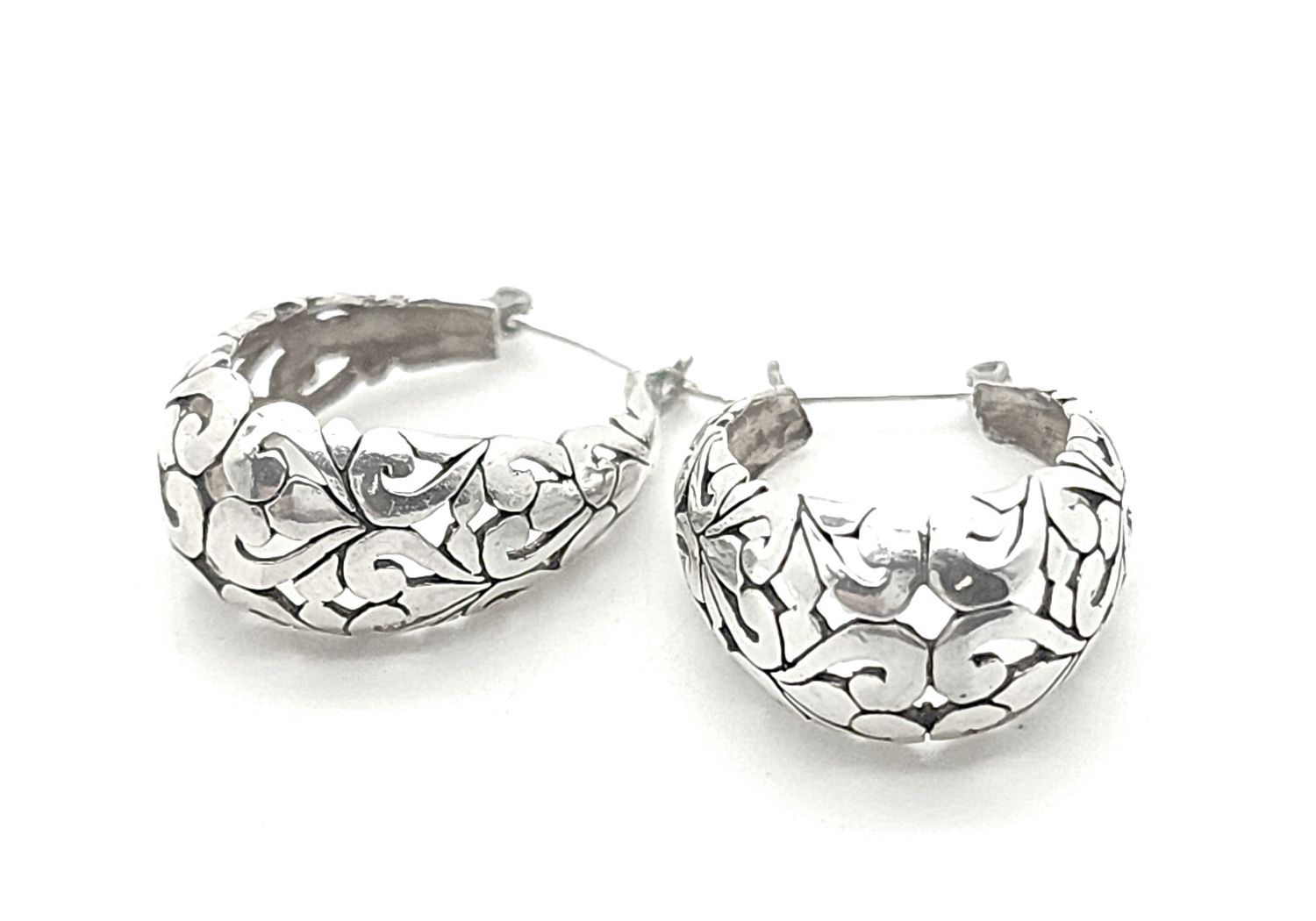 Sterling Silver Filigree Hoop Earrings