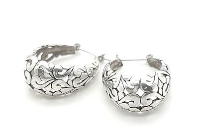 Sterling Silver Filigree Hoop Earrings