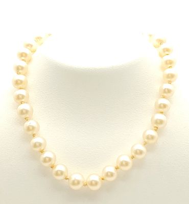 Simulated Pearl Necklace With Sterling Silver Clasp Size:16&quot;