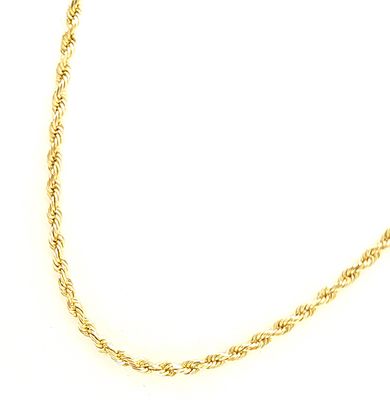10k Gold Solid Rope Necklace Size: 23" Long