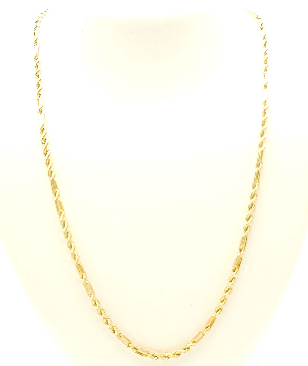 14k Gold Solid Figaro Rope Size: 29.5&quot; Long