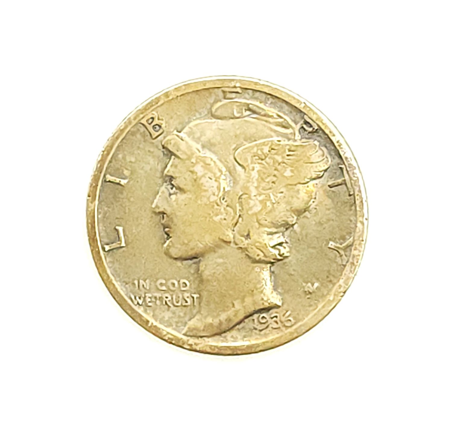 1936 Mercury Dime Toned