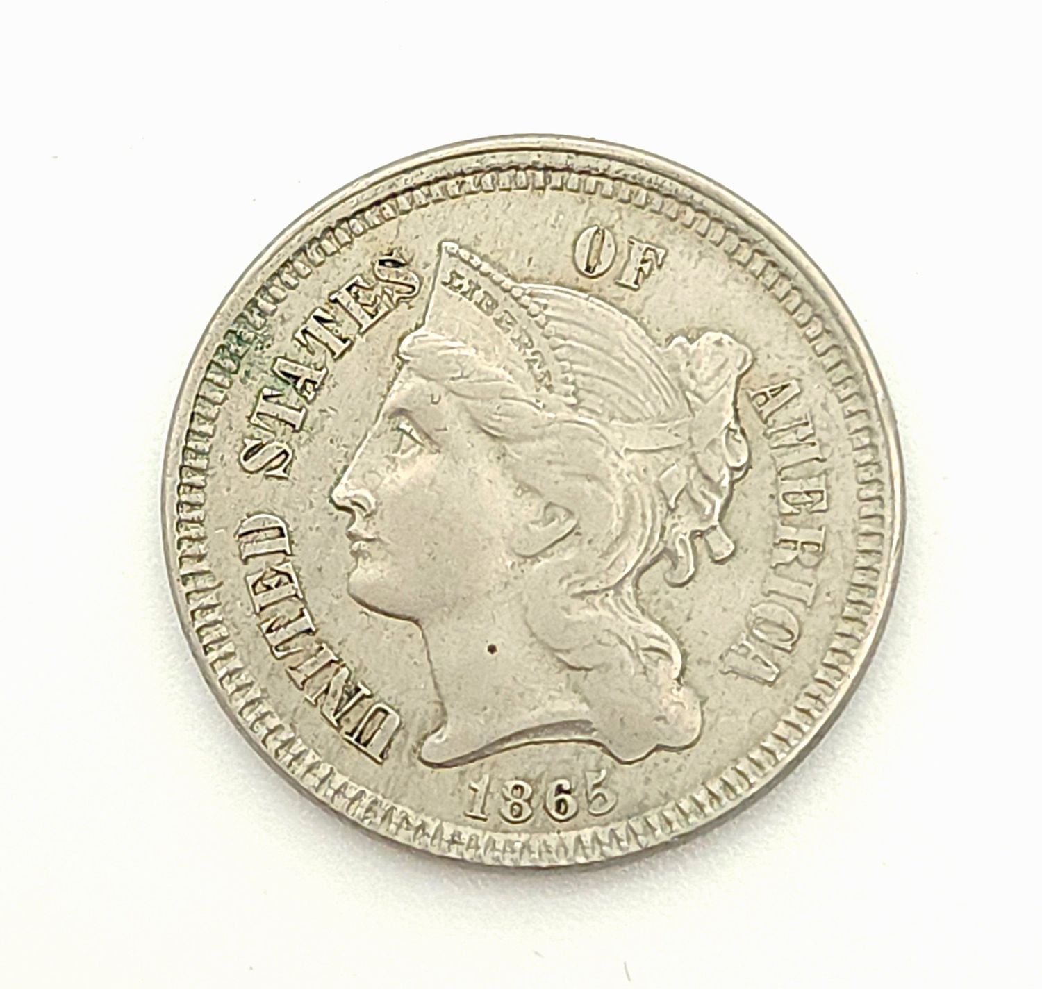 1865 Three Cent Nickel...