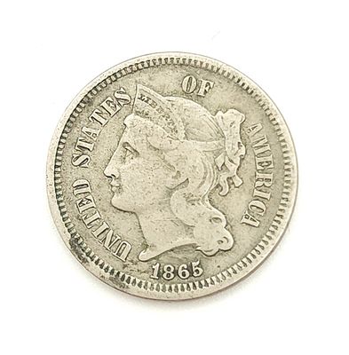 1865 Three Cent Nickel....