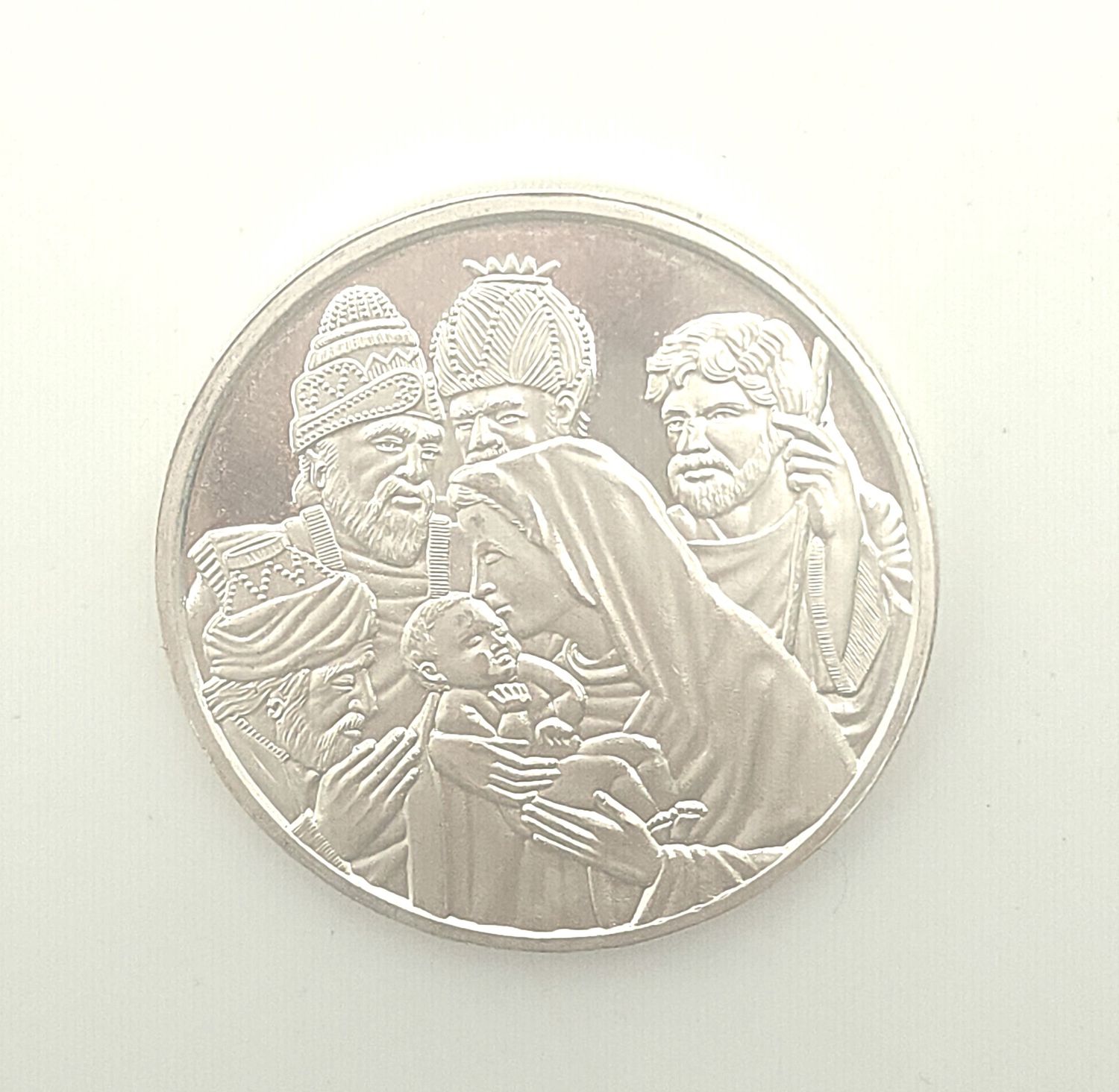 1999 Franklin Mint Nativity Christmas Silver Round