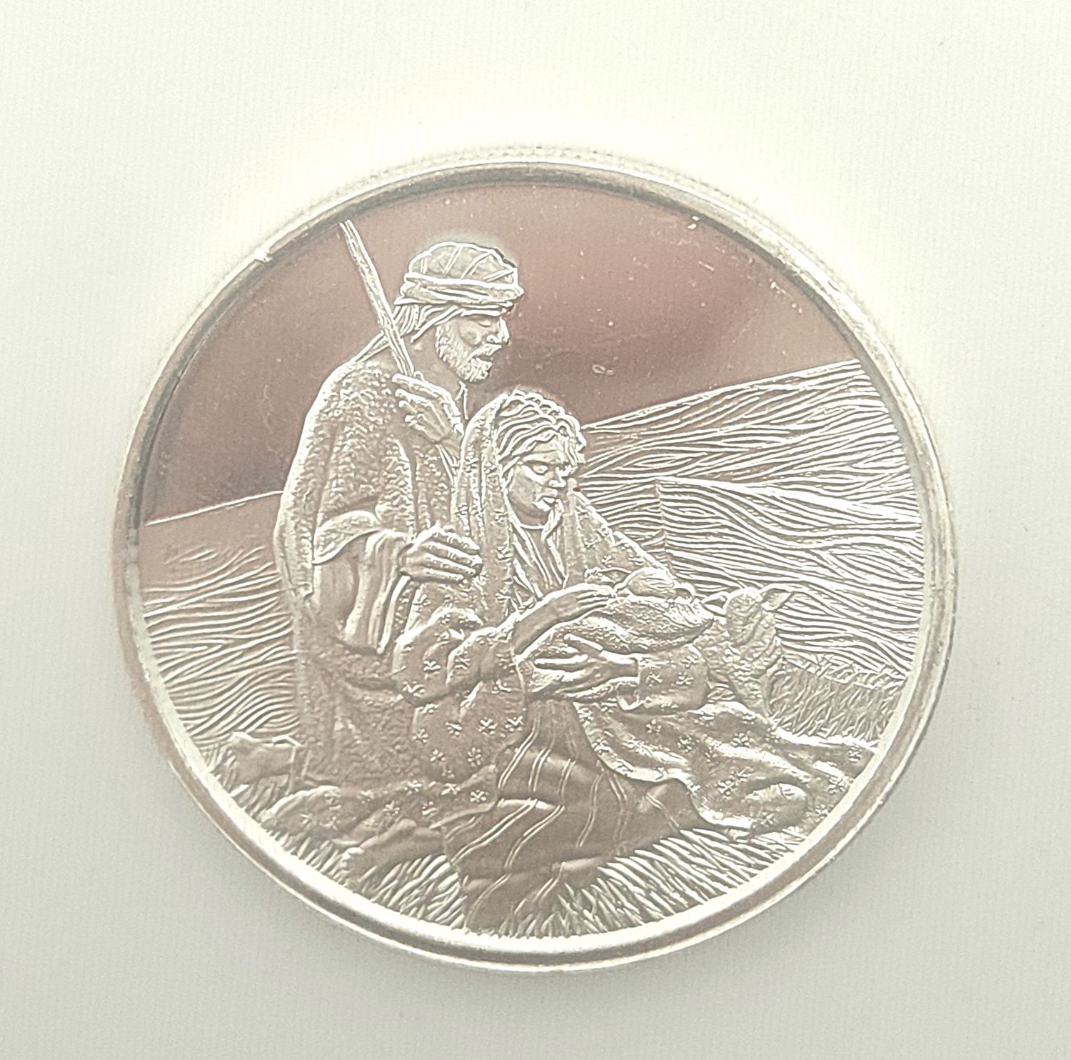 2002 Limited Edition Mary, Joseph And Jesus Christmas Silver Round
