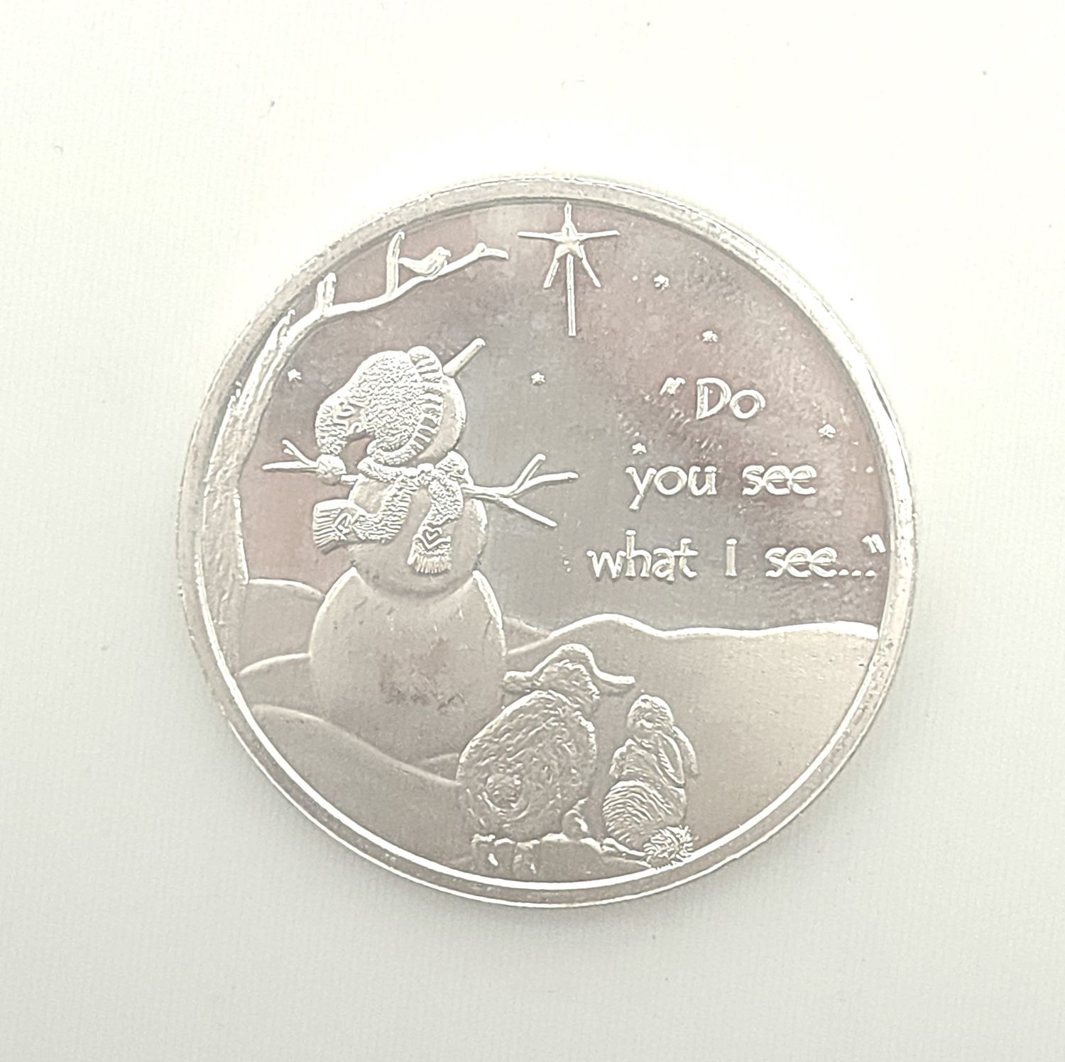 2002 Do You See What I See Snowman Christmas Silver Round