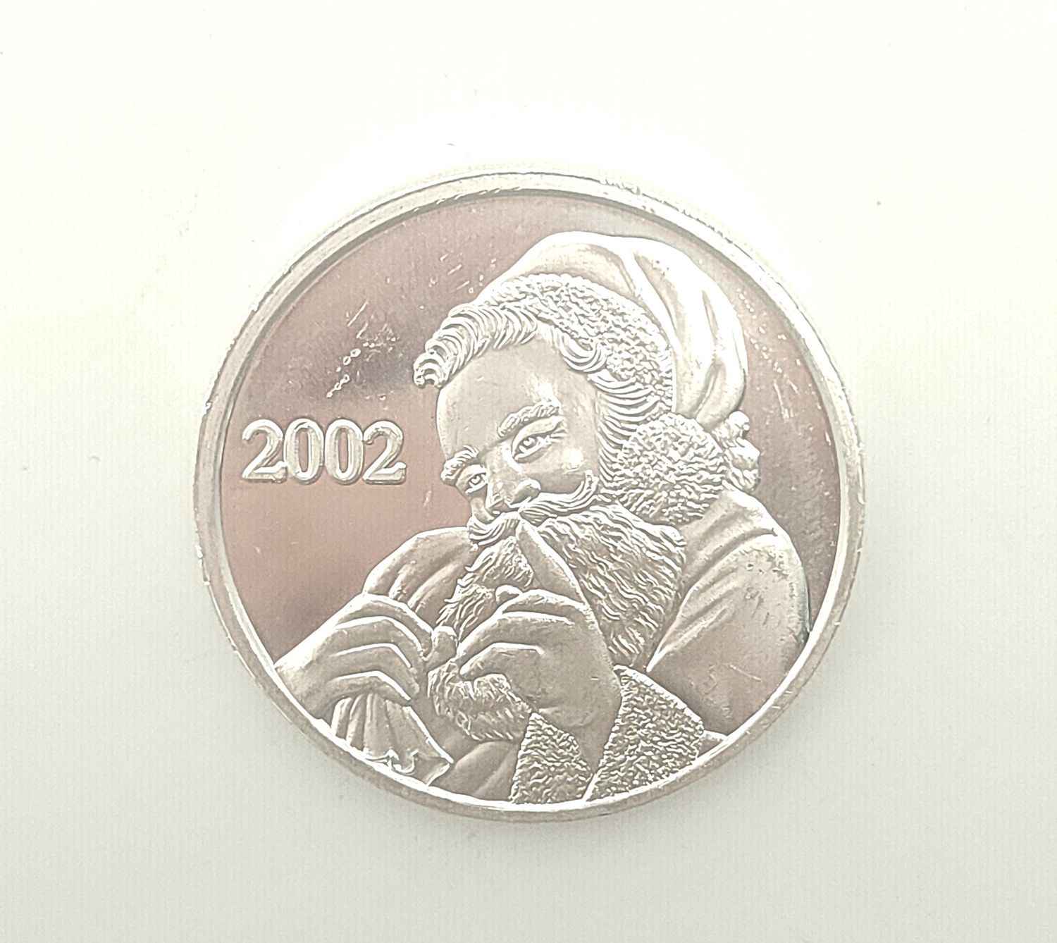 2002 Christmas Santa Silver Round