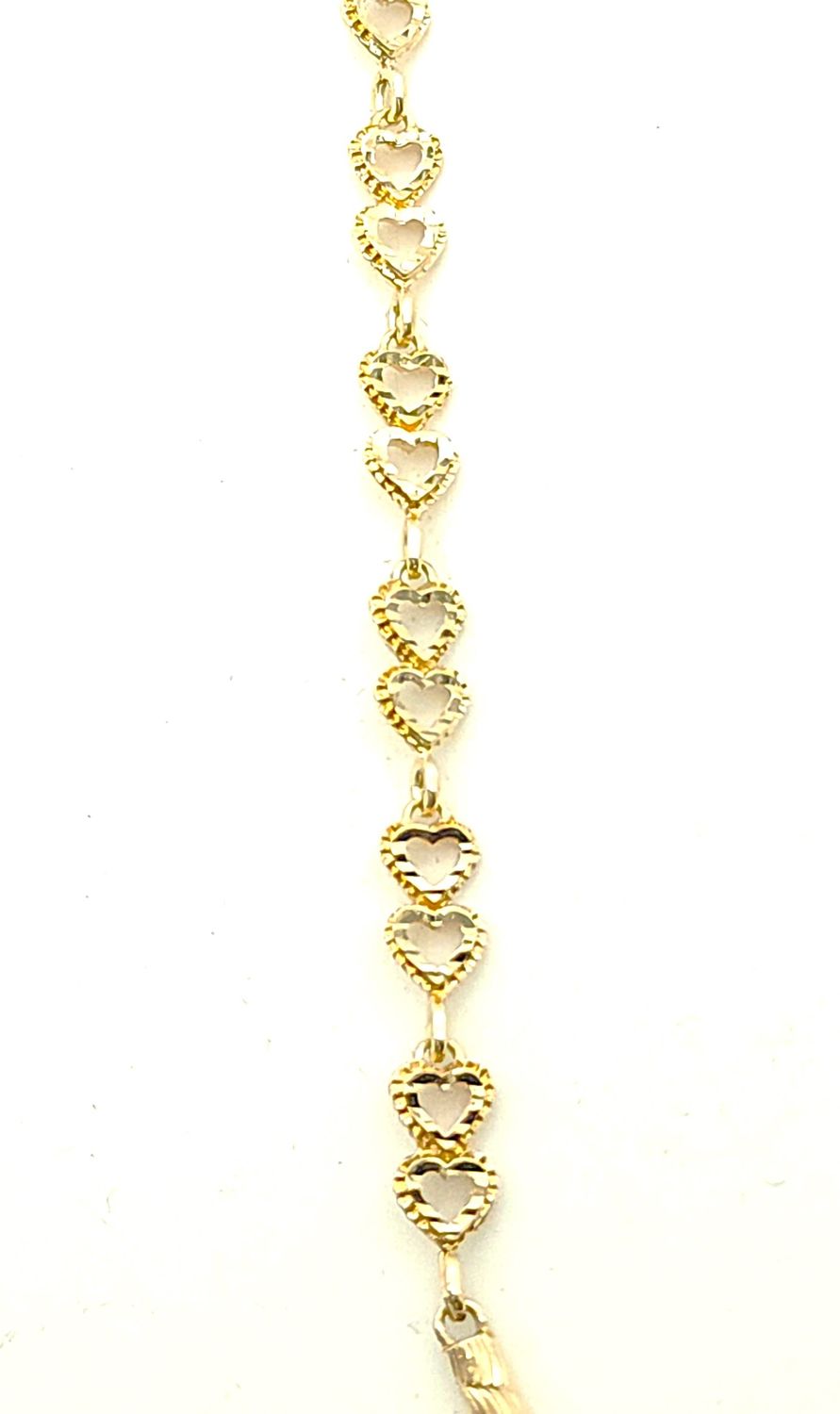 14k Gold Heart Link Bracelet Size: 7.5&quot;