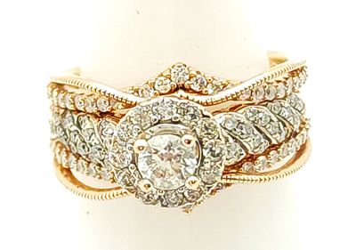 14k Rose Gold Round Diamond Halo Set Size: 7.5