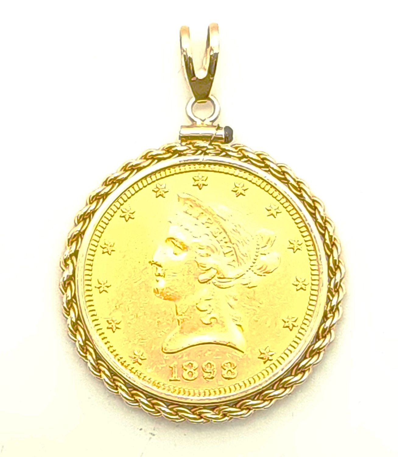1898 Liberty Head Eagle $10 (1/2oz) Gold Coin in 14k Bezel