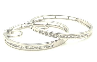 Sterling Silver Hoop Earrings Size: 1&quot;