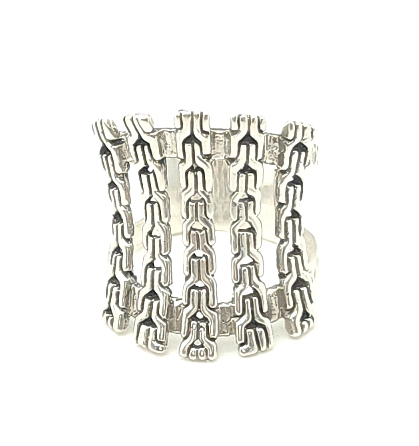 Sterling Silver Retired Sarda 5 Row Chainlink Ring Size:8