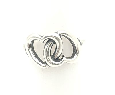 Sterling Silver Retired Linked Hearts Size: 8