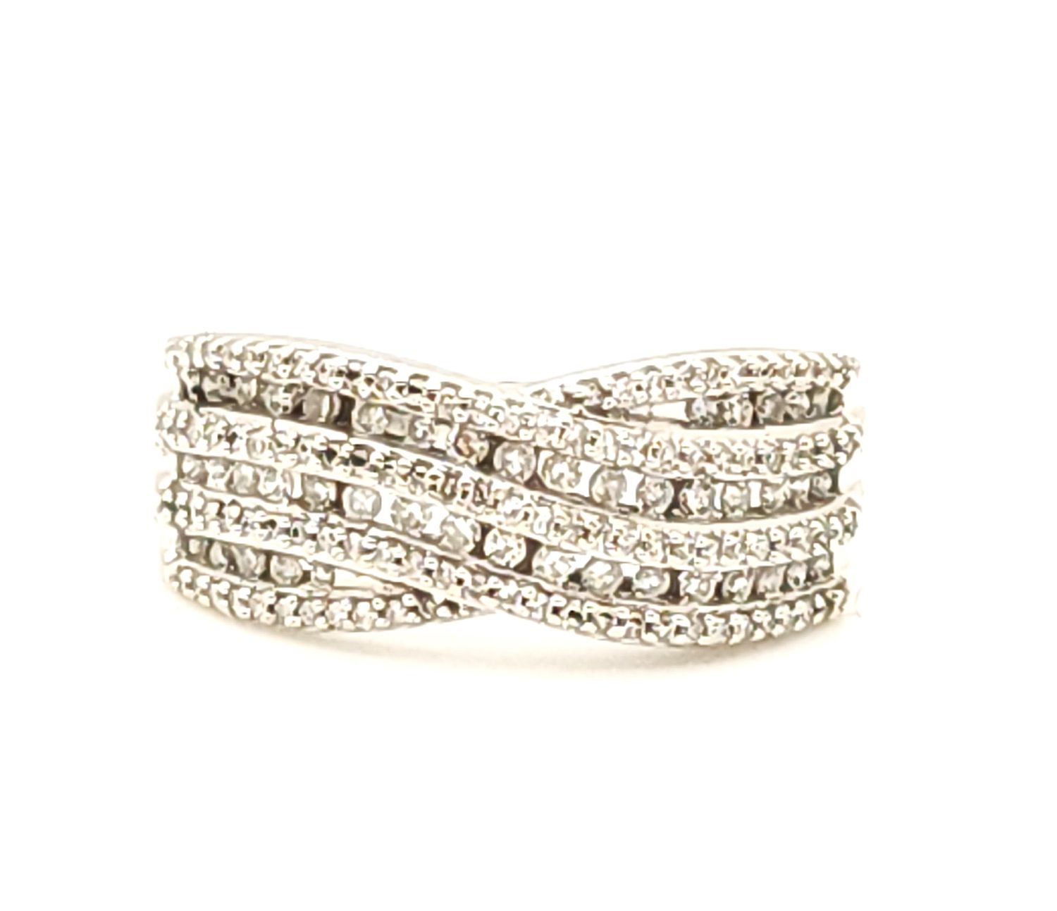 10k White Gold Diamond Bypass Ring Size: 7