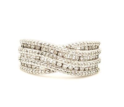 10k White Gold Diamond Bypass Ring Size: 7