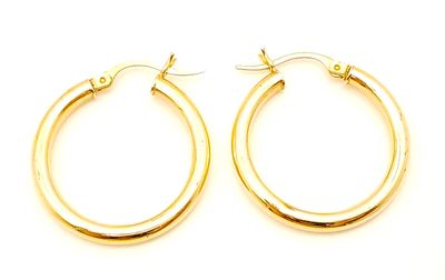 14k Gold 1"  Hoop Earrings