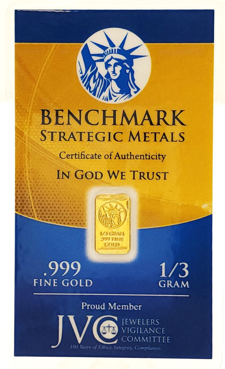 1/3 Gram Benchmark Gold Bar