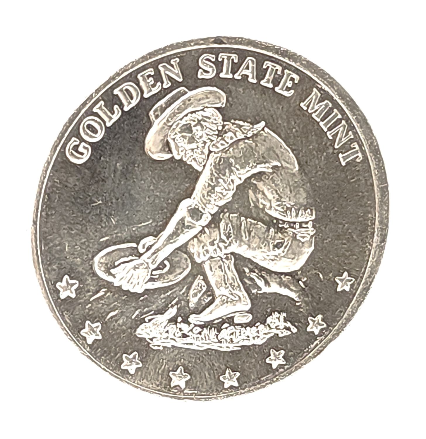 1oz Golden State Mint Prospector Silver Round