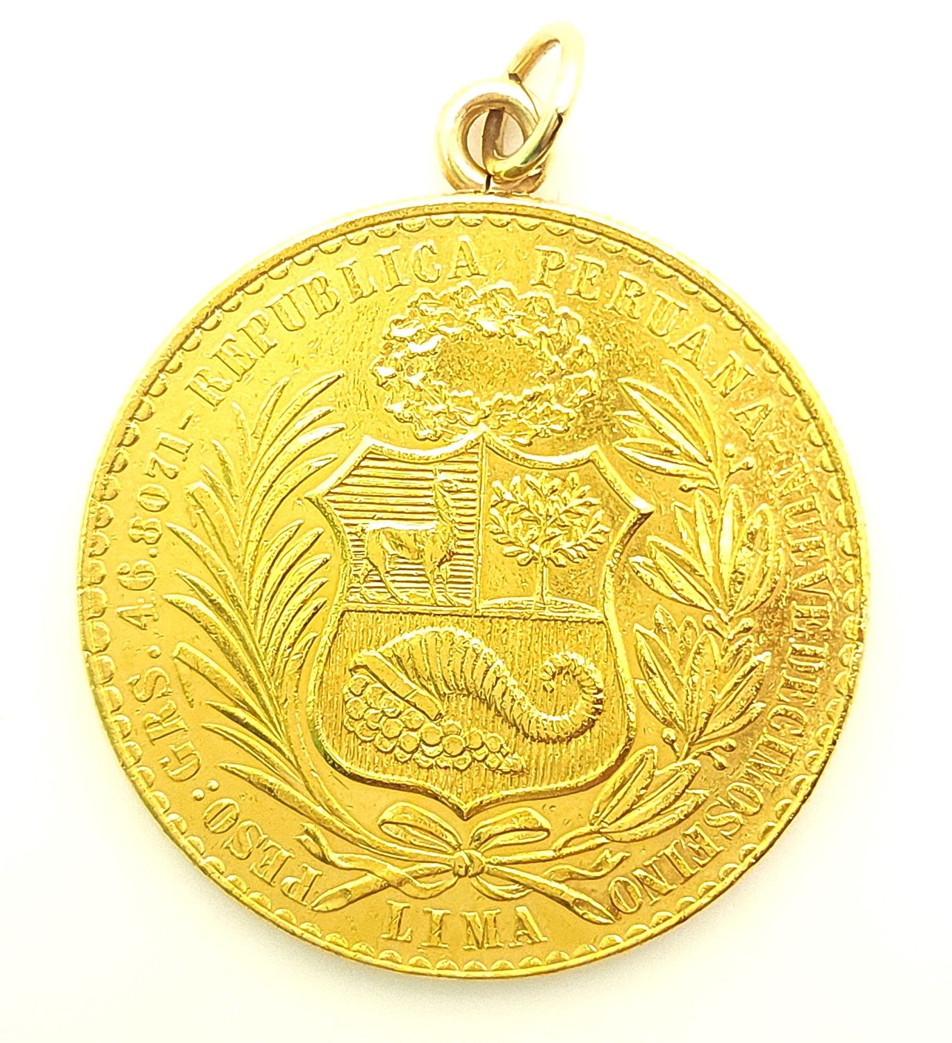 1957 Lima Peru 100 Soles Gold Coin in 14k Bezel **ULTRA RARE**