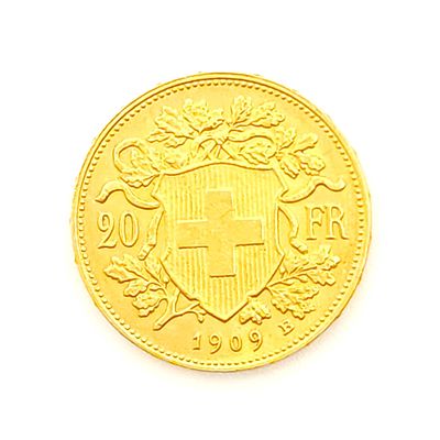 1909-B Switzerland 20 francs Gold Coin