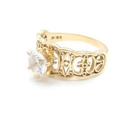 14k Gold Diamond Simulant Ring Size: 9.5