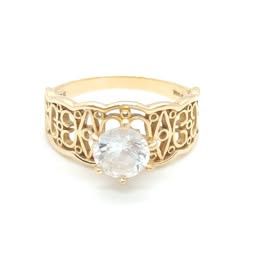 14k Gold Diamond Simulant Ring Size: 9.5
