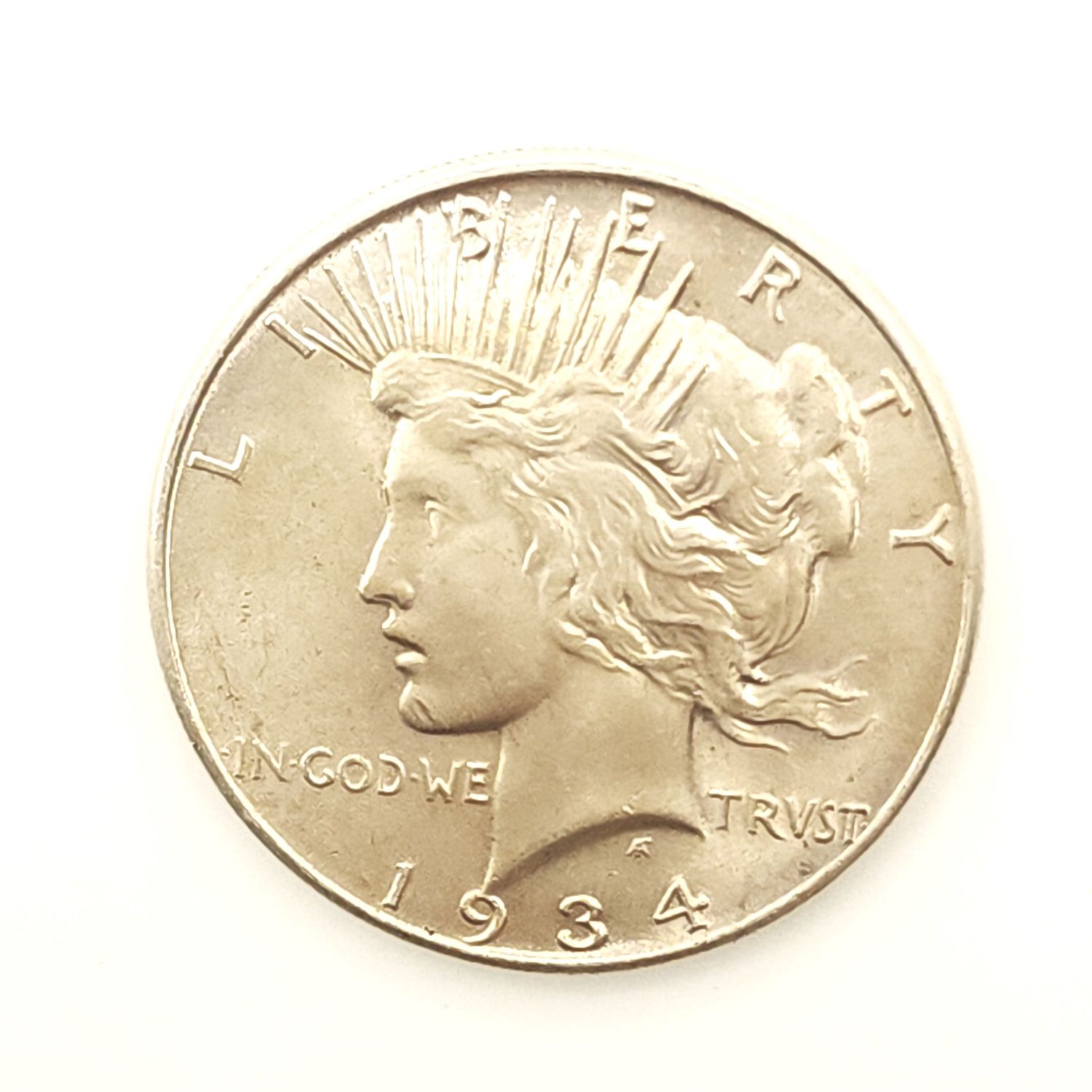 1934 Peace Silver Dollar - Almost Uncirculated