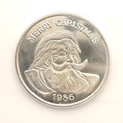 1986 Merry Christmas Santa Silver Round
