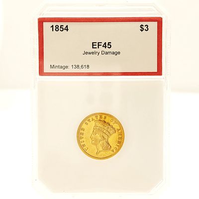 1854 USA $3 Gold Indian Princess PCI- EF 45