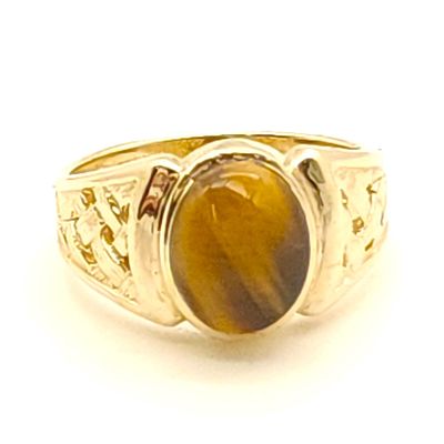 10k Gold Tigers Eye Weave Ring