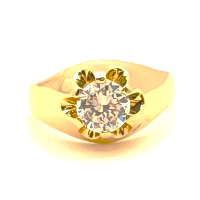 14k Gold Clear Stone Ring Size: 11
