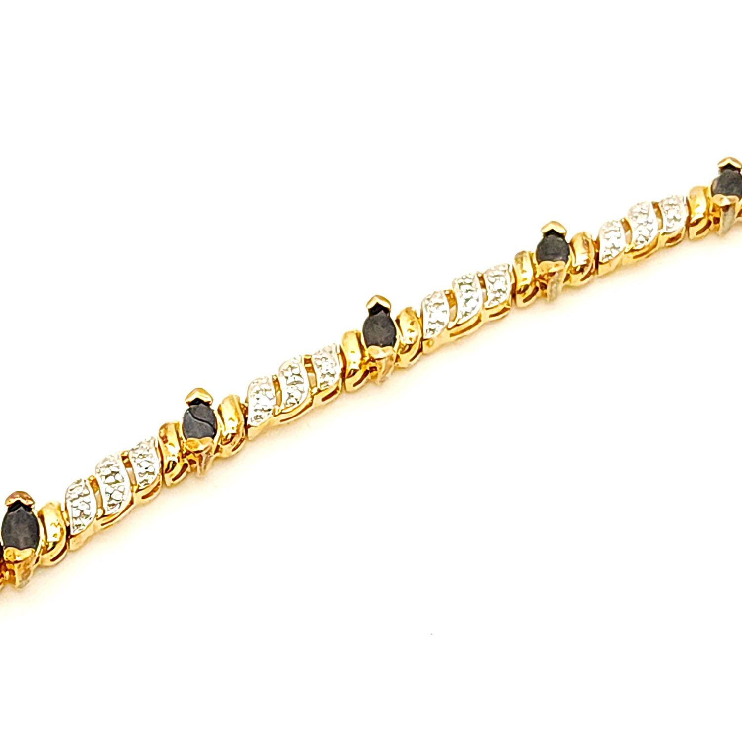 Sterling Silver Gold Plated Sapphire Tennis Bracelet