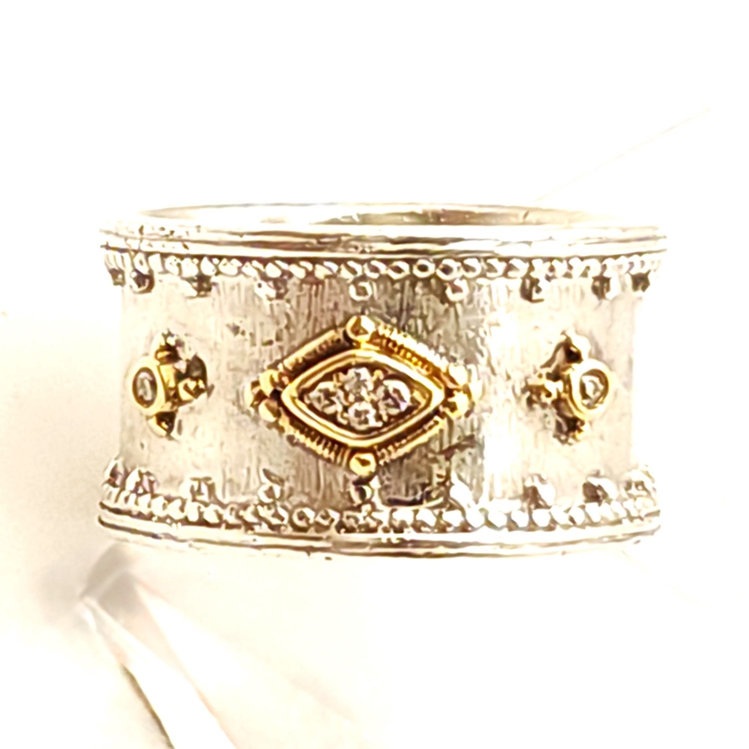 Retired 18k Gold &amp; Sterling Silver Gabriel &amp; Co Diamond Ring Size: 7