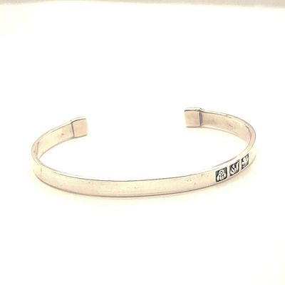 Sterling Silver 3 Symbol  3/4 Cuff Bracelet