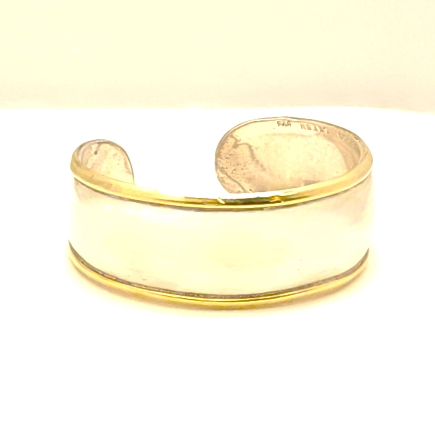 Sterling Silver with Gold Trim Vintage Laton Taxco 3/4 Cuff