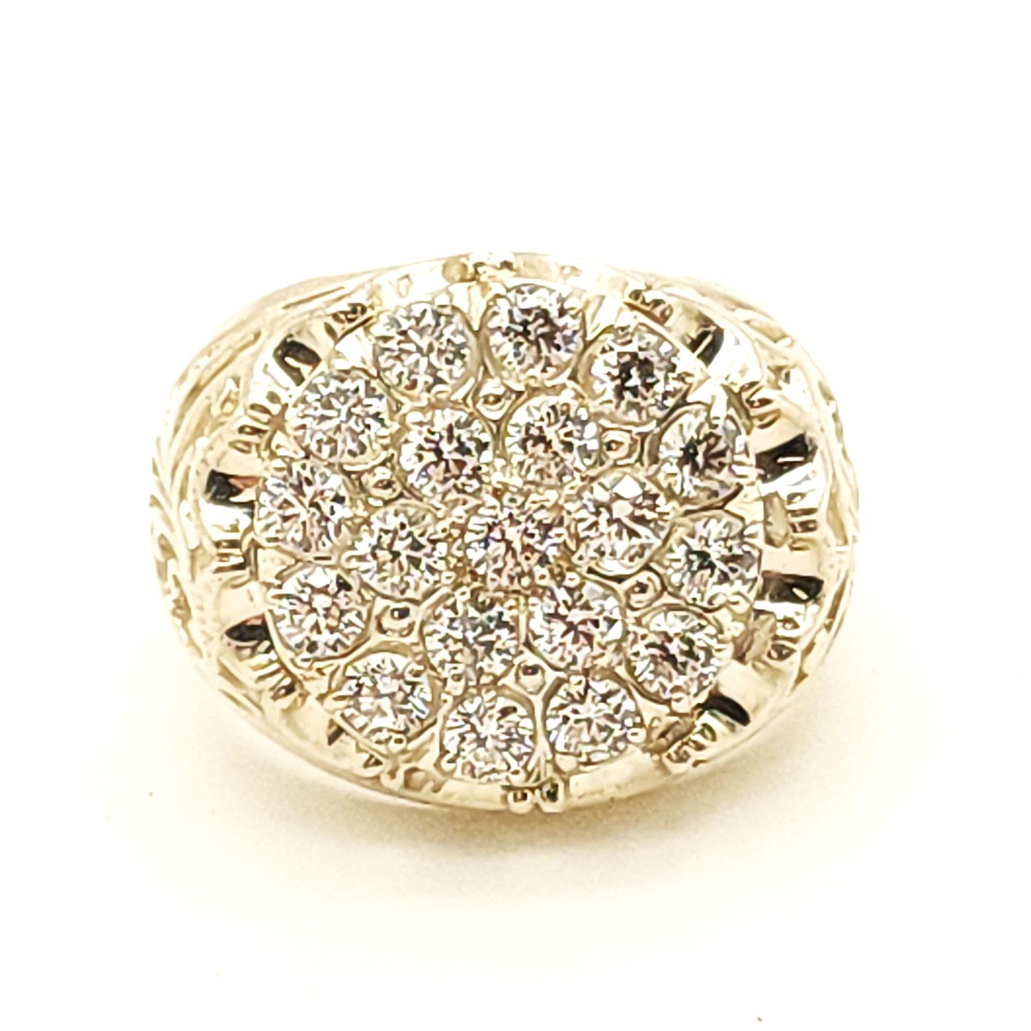 Sterling Silver Clear Stone Filigree Ring Size: 10